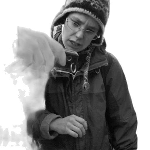 jacket, staff, face, hat transparent PNG cut-out