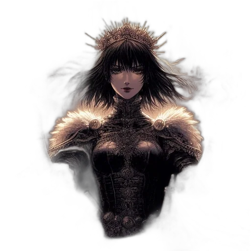 mask, jacket, hair, crown transparent PNG cut-out