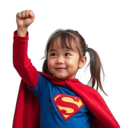 little, girl, red, blue transparent PNG cut-out