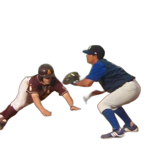 baseball, player, slides, into transparent PNG cut-out