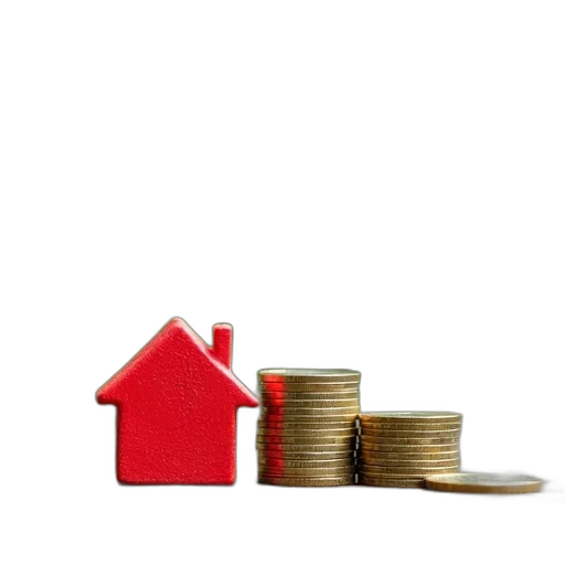 red, house, pound, coins transparent PNG cut-out