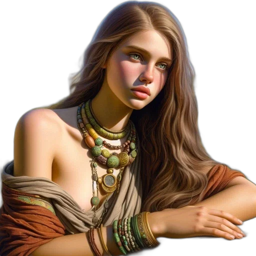 jewelry, face, fantasy art, photorealistic transparent PNG cut-out