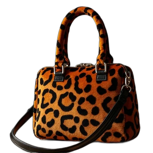 leopard, bag, printed, velvet transparent PNG cut-out