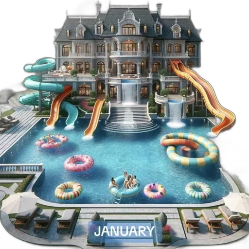 concept art, 3d render, grand, mansion transparent PNG cut-out