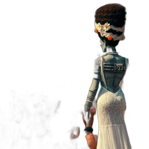 dress, robot, staff, crown transparent PNG cut-out