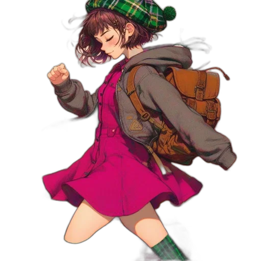 jacket, hat, weapon, staff transparent PNG cut-out