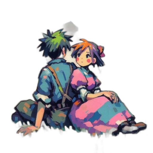 dress, robot, pixel art, concept art transparent PNG cut-out