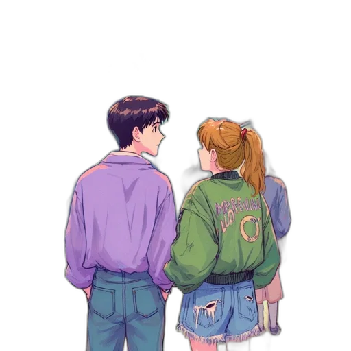 jacket, watercolor, vaporwave, anime transparent PNG cut-out