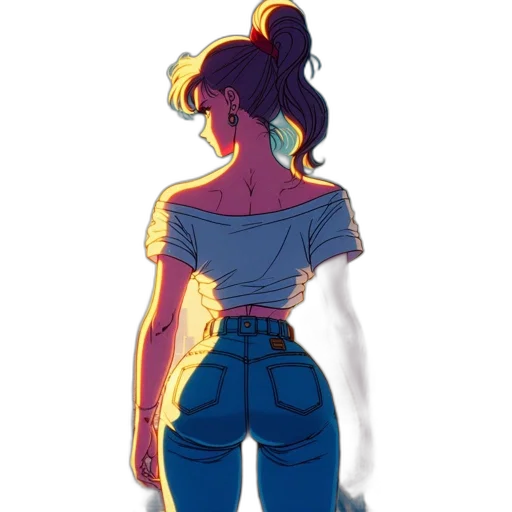 dress, jacket, staff, hair transparent PNG cut-out