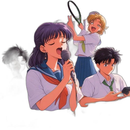 staff, hair, vaporwave, anime transparent PNG cut-out