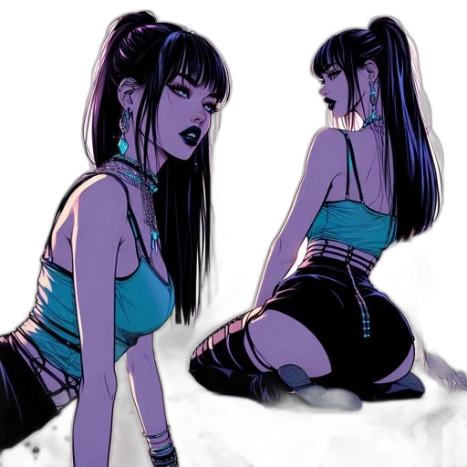 comic book art, concept art, cyberpunk, anime transparent PNG cut-out