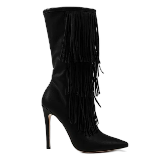 shoes, black, high-heeled, boot transparent PNG cut-out