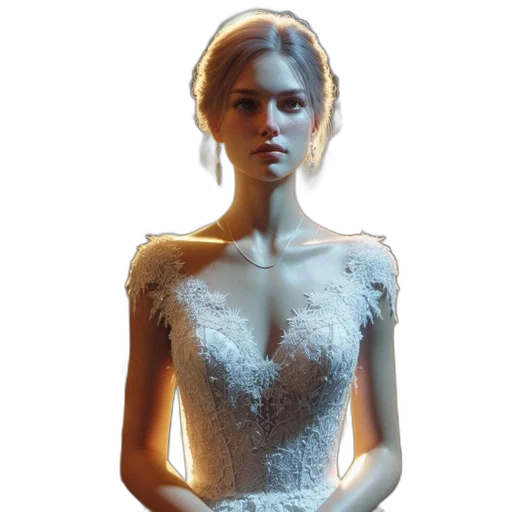 dress, jewelry, crown, face transparent PNG cut-out