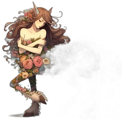 flower, dress, fantasy art, concept art transparent PNG cut-out