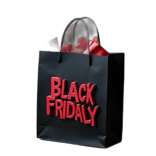 3d render, black, friday, shopping transparent PNG cut-out