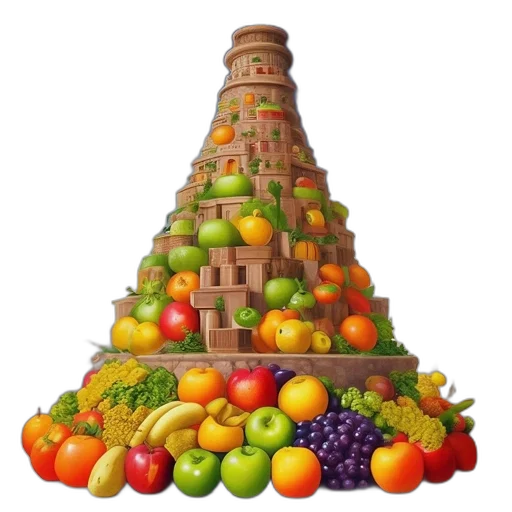 food, crown, 3d render, photorealistic transparent PNG cut-out
