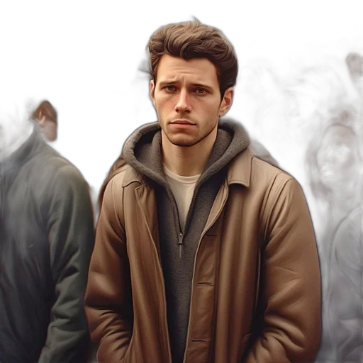 jacket, face, photorealistic, concept art transparent PNG cut-out