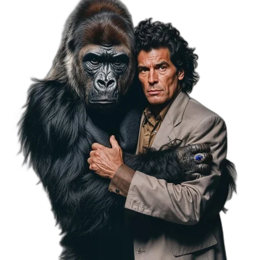 animal, jacket, photorealistic, man transparent PNG cut-out