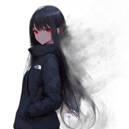 jacket, staff, hair, face transparent PNG cut-out