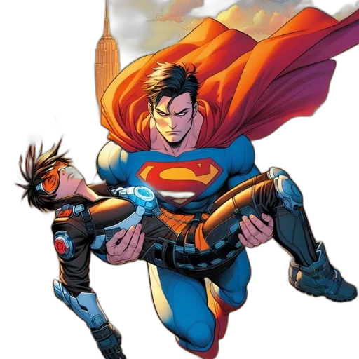 comic book art, concept art, superman, cyborg transparent PNG cut-out