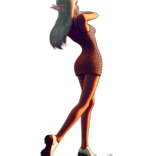 dress, staff, robot, creature transparent PNG cut-out