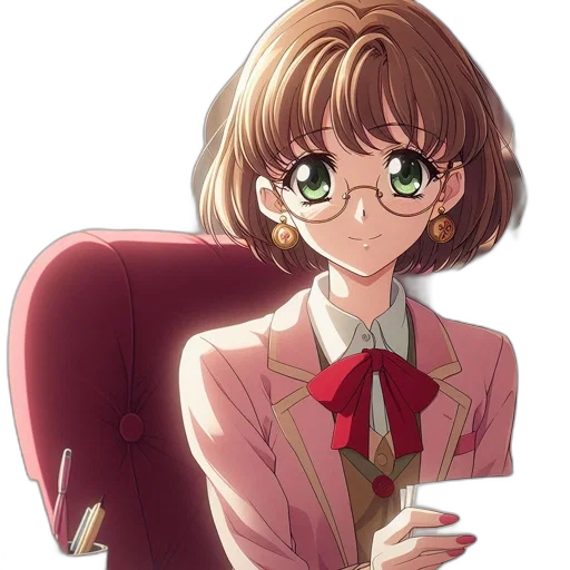 staff, jacket, face, flower transparent PNG cut-out