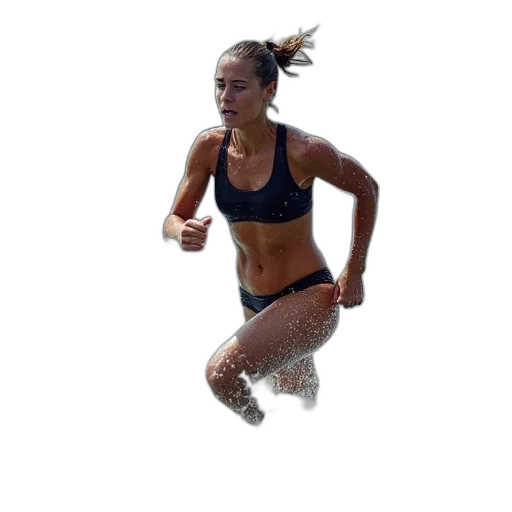 photorealistic, pixel art, woman, running transparent PNG cut-out