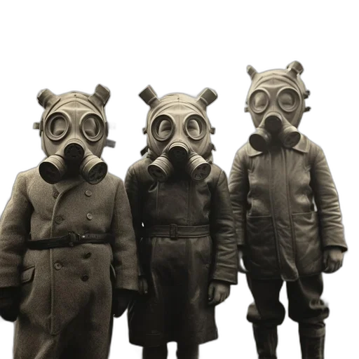 mask, concept art, three, people transparent PNG cut-out