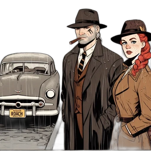 comic book art, concept art, watercolor, cartoon transparent PNG cut-out
