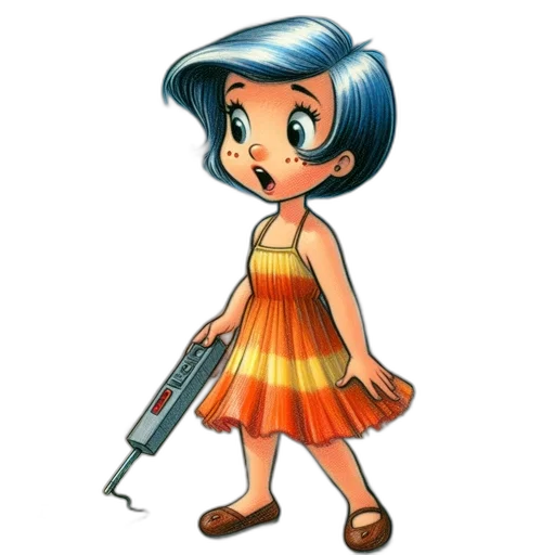 weapon, staff, dress, hair transparent PNG cut-out