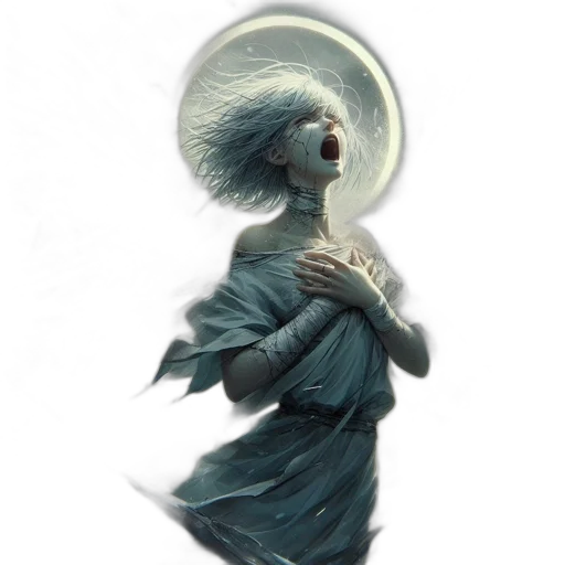 dress, staff, mask, creature transparent PNG cut-out