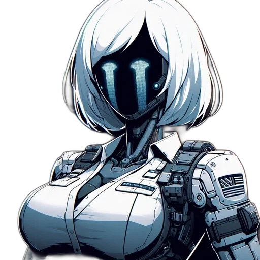 robot, dress, weapon, face transparent PNG cut-out