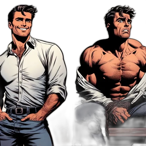 comic book art, concept art, cartoon, two transparent PNG cut-out