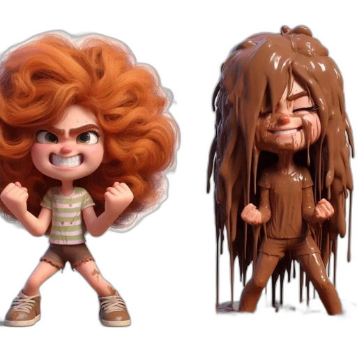 concept art, 3d render, cartoon, two transparent PNG cut-out