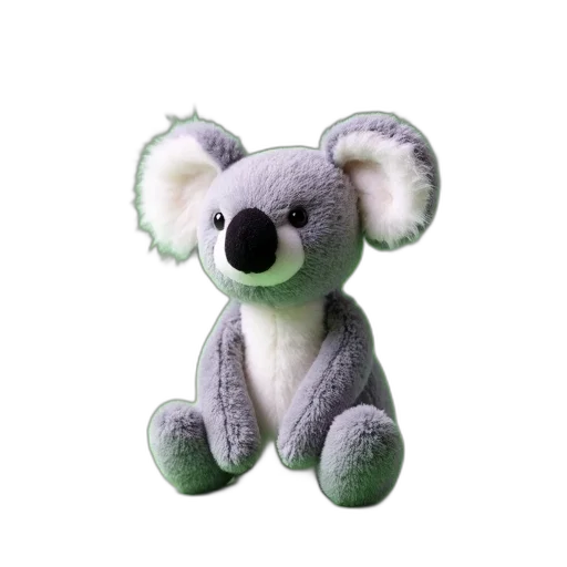 3d render, small, grey, plush transparent PNG cut-out
