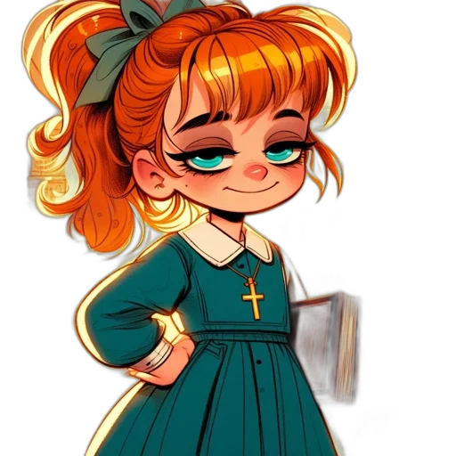 dress, staff, cartoon, anime transparent PNG cut-out