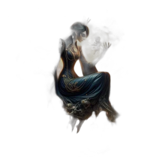 dragon, dress, mask, hair transparent PNG cut-out