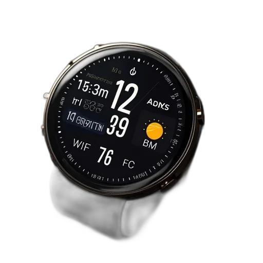 smartwatch, showing, time, screen transparent PNG cut-out