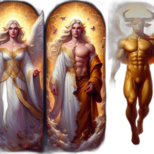 fantasy art, concept art, comic book art, golden transparent PNG cut-out