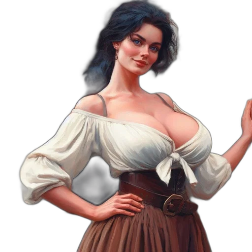 dress, jewelry, staff, fantasy art transparent PNG cut-out
