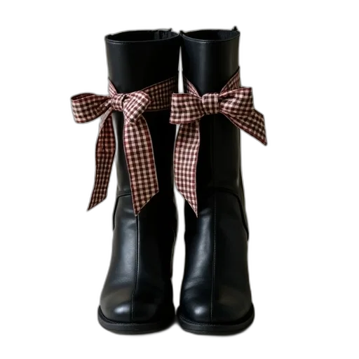 shoes, black, boots, check transparent PNG cut-out