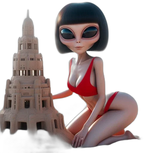 dress, robot, concept art, 3d render transparent PNG cut-out