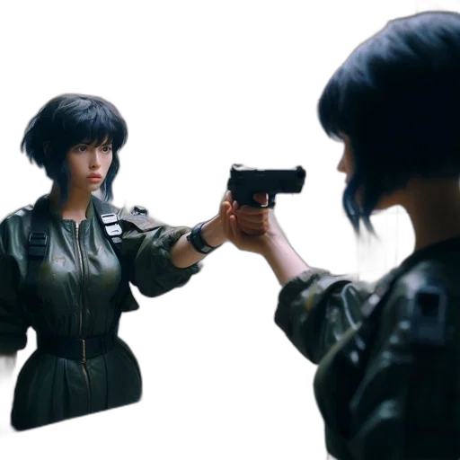 weapon, jacket, robot, concept art transparent PNG cut-out