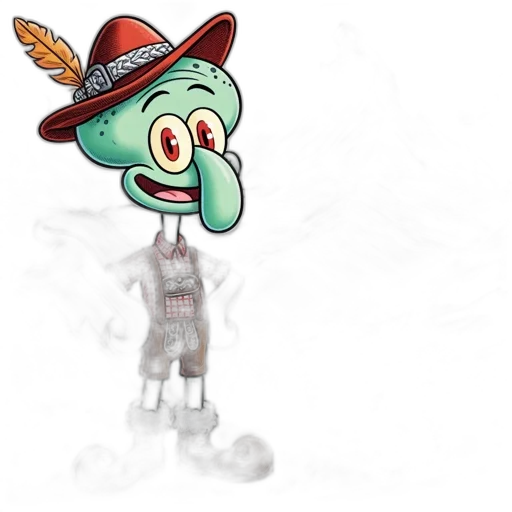 hat, creature, staff, robot transparent PNG cut-out