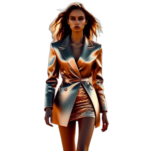jacket, dress, jewelry, photorealistic transparent PNG cut-out