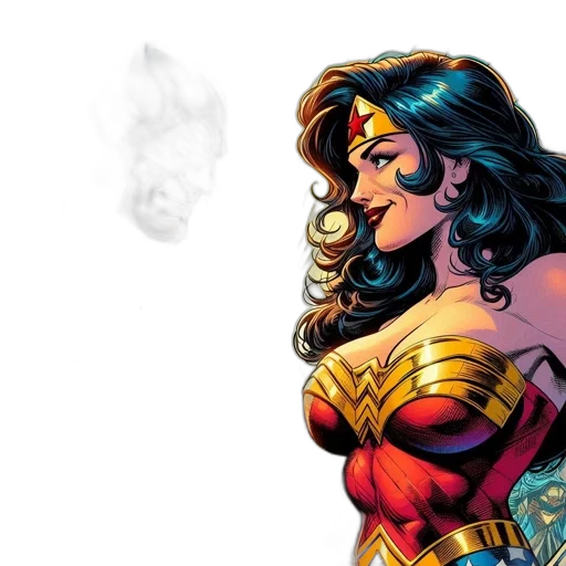 comic book art, batman, wonder, woman transparent PNG cut-out