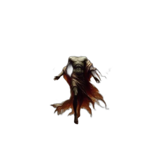creature, mask, hair, staff transparent PNG cut-out