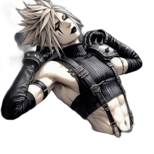 mask, jacket, hair, weapon transparent PNG cut-out