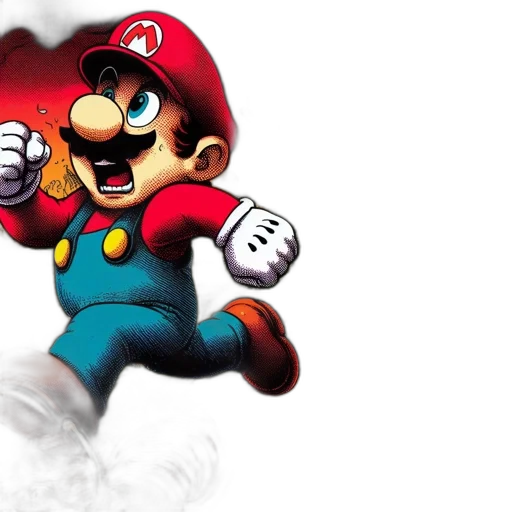 3d render, concept art, mario, runs transparent PNG cut-out