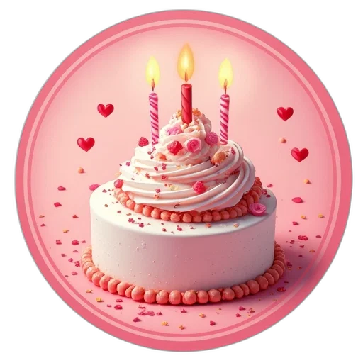 3d render, birthday, round, sticker transparent PNG cut-out